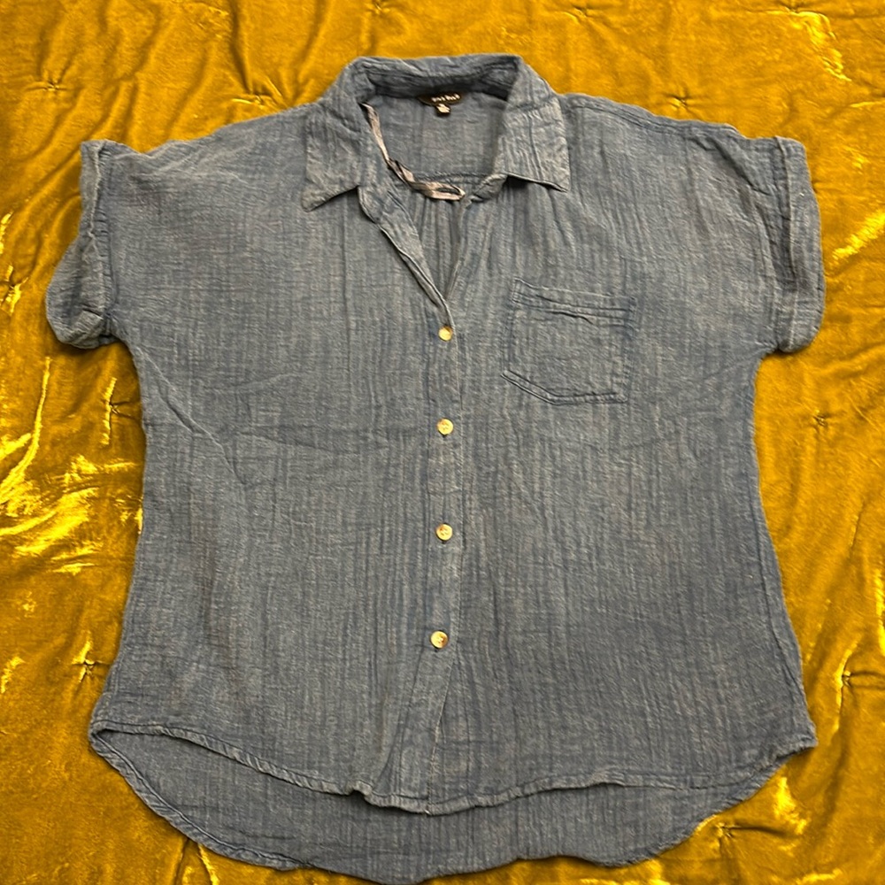 Sum & Sam blue denim shirt xl nwot pinup vlv vixen retro boho beach
